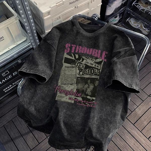 Washed Vintage Heavyweight Short Sleeve T-shirt Men Summer Oversize American Designer Hoodie Retro High Street European And American Trendy Brand Designer Shirt