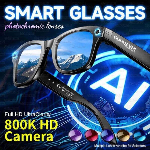 New Sunglasses Smart 8 Million Pixels Recording Videos AI Photo Recognition Answer Translation 290Mah Bluetooth Glasses