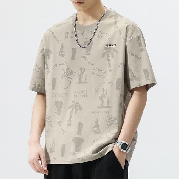 Round Designer Shirt Neck Short Sleeve T-shirt For Men Spring Autumn New Trendy Versatile Quick-dry Designer Hoodie Printed Loose Casual Tee