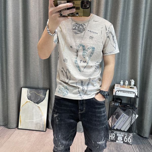 Tencel Cotton Linen T-shirt Men Designer Shirt Summer Letter Print Linen Short Sleeve T-shirt Men Linen Designer Hoodie Half Sleeve Top Trendy
