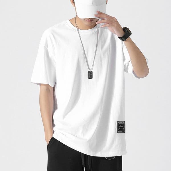 Summer Designer Hoodie Cotton Clothes Short Sleeve Men White T-shirt Solid Color Heavy Loose Designer Shirt Ins Trendy Brand Simple Plus Size Fat Man Half Sleeve