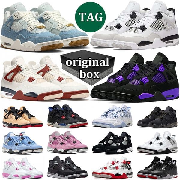 Designer Sneakers Men Women 4 Basketball shoes 4s Panda Military Black Cat 2025 Worn Blue Cinnabar Purple Thunder Outdoor Sports Trainers Sneaker Original Box