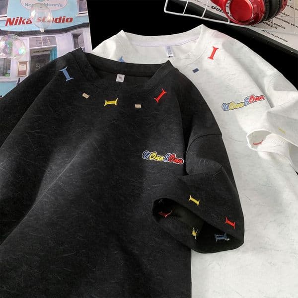 Heavyweight Cool Tencel Cotton Short Sleeve T-shirt For Men Summer Trendy Loose Half Sleeve Ice Silk Designer Shirt Tee Designer Hoodie Versatile Round Neck