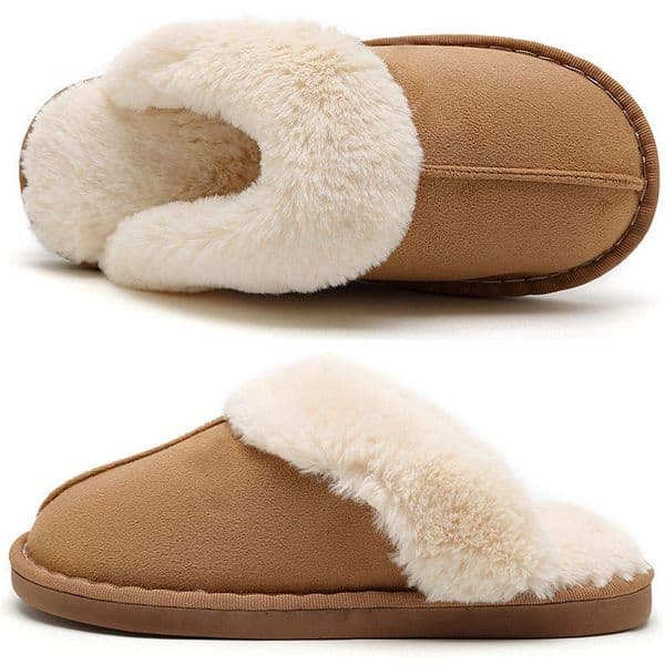 2 Pcs Designer winter comfortable home shoes - Fur collar home shoes - Soft wool indoor winter slippers Free shipping