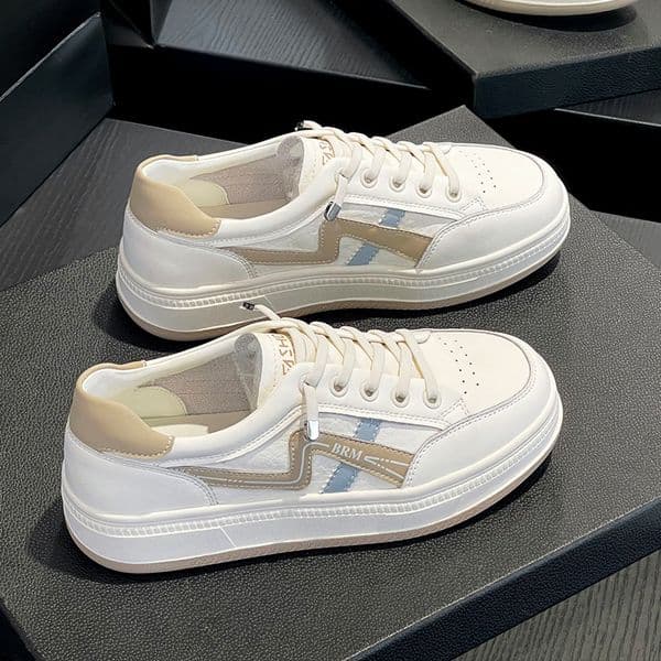Genuine Leather White Sneakers for Women - New Style Soft-Sole Athletic Casual Shoes Comfortable Flat-Sole Student Sneakers