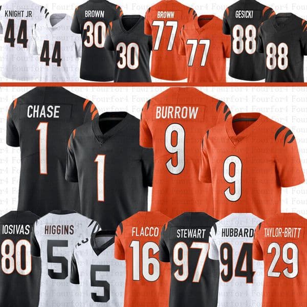 Burrow Ja'Marr Chase Football Jersey Joe Flacco Tee Higgins Trey Hendrickson Brown Logan Wilson Andrei Iosivas Desmond Ridder Shemar Stewart Demetrius Knight Jr