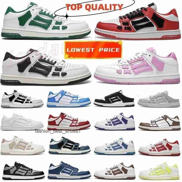 Amirishoses shoes top low casual bones runner ami women men sports retro sneakers black white genuine leather lace up XGIB