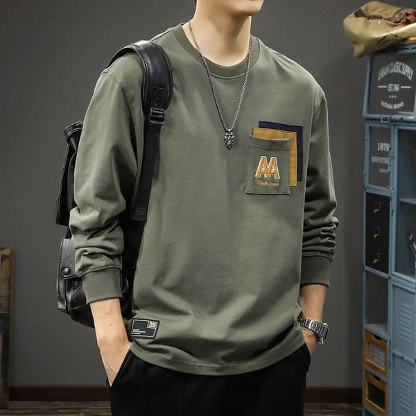 2025 Spring And Autumn Designer Shirt Trendy Sports Casual Men's Long Sleeve T-shirt Spring New Base Layer Tee Top Designer Hoodie Pure Cotton Sweatshirt