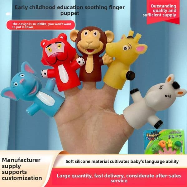 Finger Toys-Christmas Themed Kids' Vinyl Finger Puppets, Santa Reindeer Interactive Dolls, Parent-Child Early Learning Holiday Toy Set
