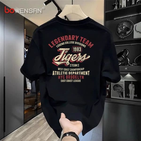 High-end American-style Pure Cotton Short-sleeve T-shirt For Men 2025 New Summer Designer Hoodie Trend Designer Shirt Creative Print Round Neck Tee Men's Style