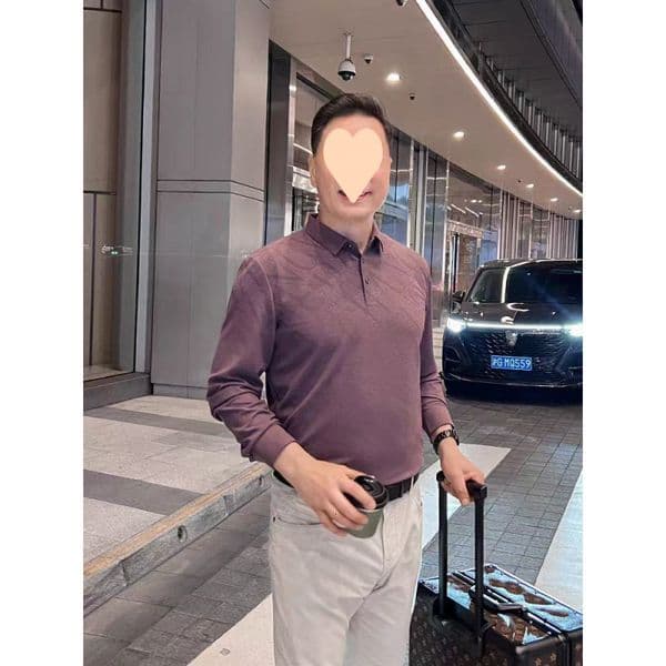 Dad Designer Shirt Long Sleeve Shirt Middle-aged Designer Hoodie Men 2025 Autumn New Business Casual Shirt Stretch Printed Top Purple