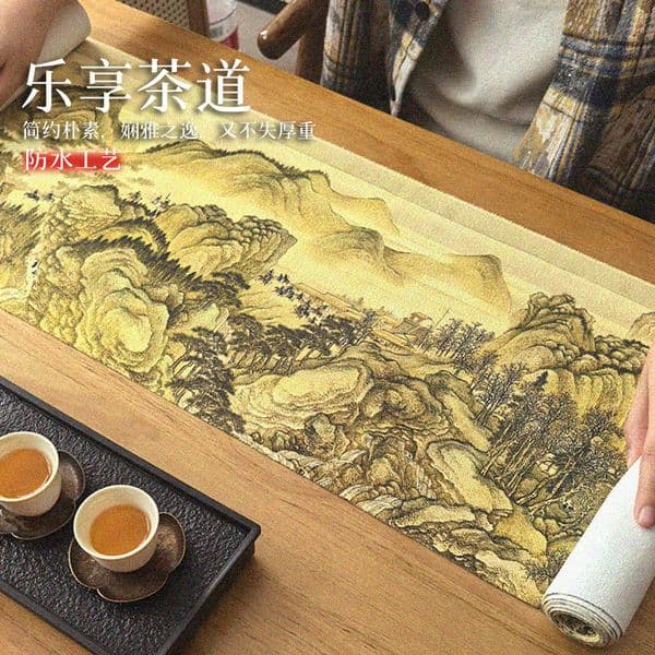 New cotton and linen tea table mat long Zen table runner waterproof cloth KAPM01