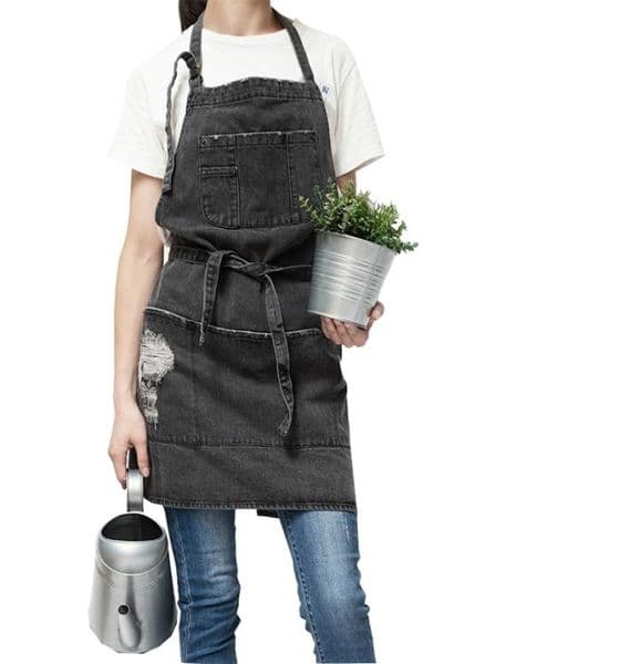 Professiona Korean Adjustable 100 Cotton Denim Apron Kitchen s For Woman Adult Baking Smock Chef Cafe Unisex Jeans 2109042383627