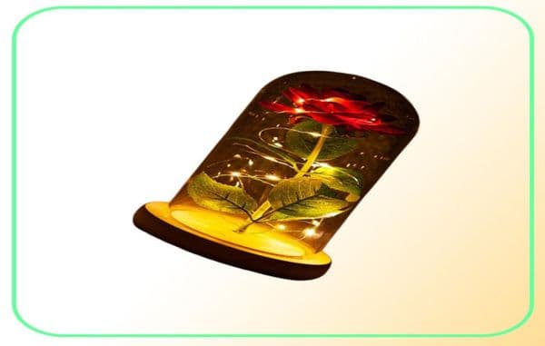 Romantic Eternal Rose Flower Glass Cover Beauty and Beast LED Battery Lamp Birthday Valentine039s Day Mother Gift Home Decorati2967651