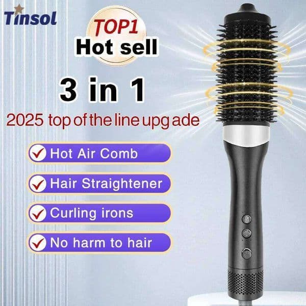 TINSOL 3-In-1 Hot Straightener Curling Iron Constant Temperature Hair Care Lasting Styling Air Anion Comb