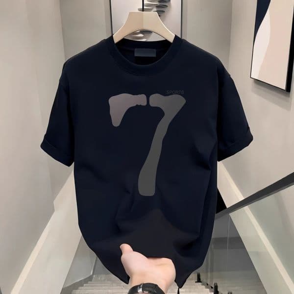 Men's American Style Trendy Cool Pure Cotton Designer Shirt Short Sleeve T-shirt Ins Trendy Brand Design Summer Printed Crew Designer Hoodie Neck Half Sleeve Top