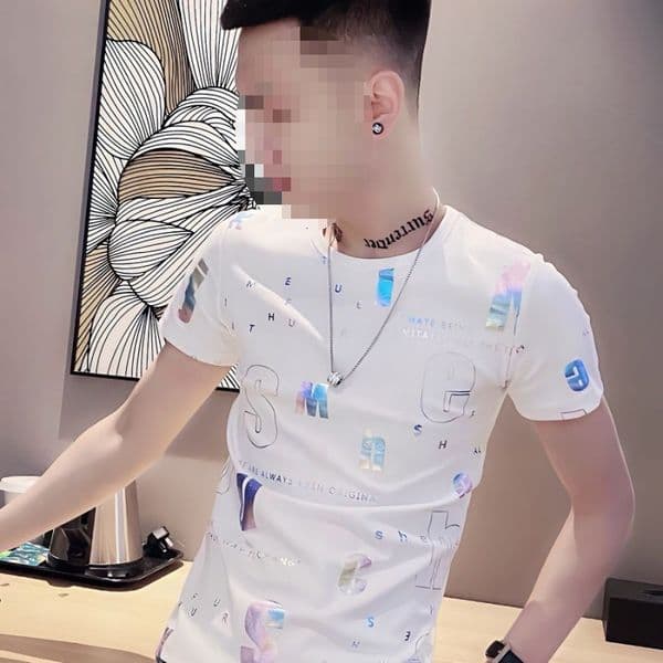 Men's Short Sleeve T-shirt Summer New Slim Designer Hoodie Fit Round Neck Designer Shirt INS Hong Kong Style Printed Base Shirt European Goods