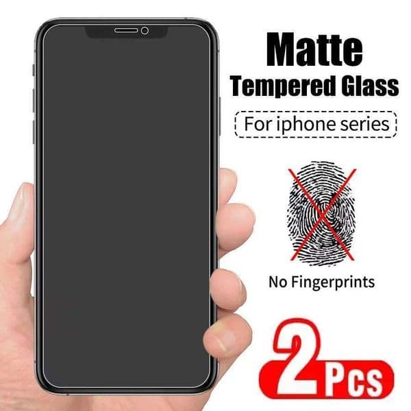 2Pcs No Fingerprint Screen Protectors for iPhone 11 12 13 14 15 16e 17 Air 16 Pro Max Mini 7 8 Plus XR X XS Matte Tempered Glass