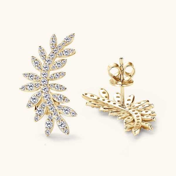 Luxury earrings Leaf Moissanite Earrings Fashion Trend Women's Earrings Exquisite 925 Sterling Silver Ear Jewelry