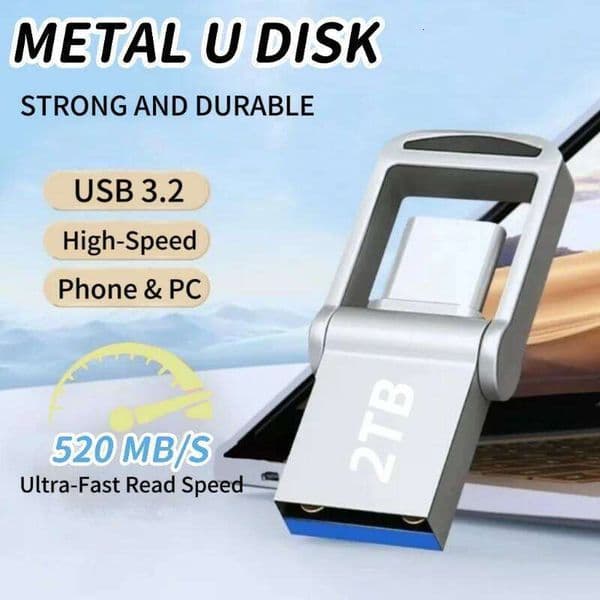 Mini 2TB Flash USB 3.0 Type C Pen Drive Memory Stick High Speed Data 512GB For Computers Phone PC Fast U Disk