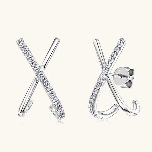 X-Shaped Cross Earrings Small Design Sense Moissanite Stud Earrings Minimalist Trendy Personality Earrings