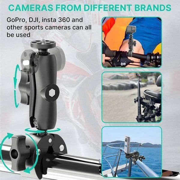 Action Double Clip Crab Clamp GoPro Bicycle Motorcycle Fixed Selfie Stick Bracket For Insta360 One X3 X2 Camera