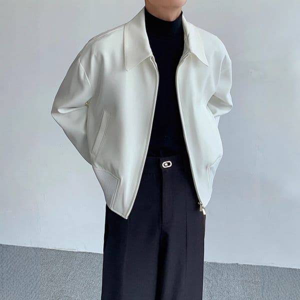 Jacket Men White Cleanfit Jacket For Men Trendy And High-end Feel Autumn Padded Shoulder Designer Jacket Executive Jacket Short Cardigan Zipper Baseball Jacket