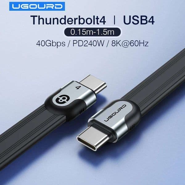 40Gbps Thunderbolt C Full Function Flat USB 4 Date Cable 0.15m 1m 8K PD 240W Cord for Thunderbolt3 iPhone 15/16 SSD