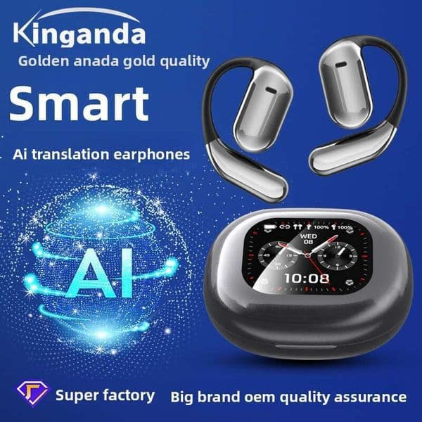 Jinanda Over-Ear LCD Color Screen Bluetooth Open Ear Sports Wireless Smart AI Translation Earphones