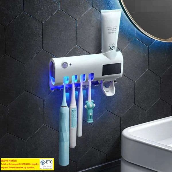 Tooth Brush Storage Rack Organizer Bathroom Accessories Set 1set Automatic Toothpaste Dispenser Toothbrush Holder Wall Mount LL