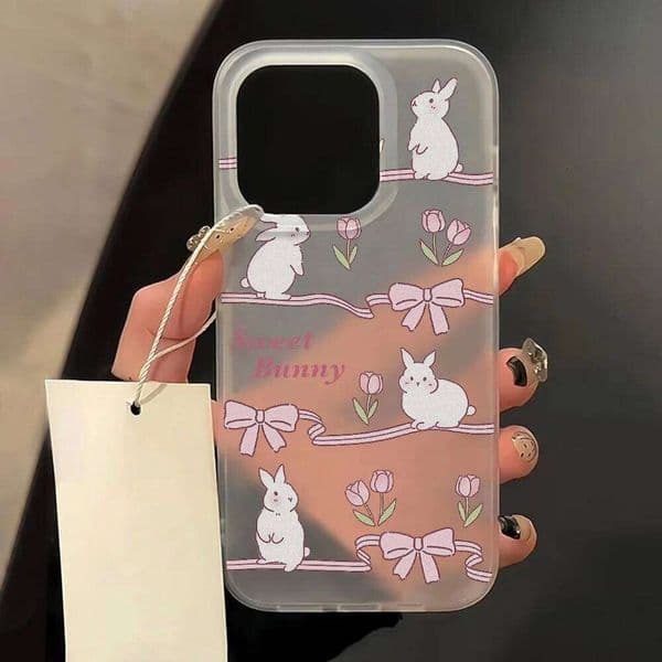 Shockproof Soft Silicone Phone Cases For Case iPhone 15 14 Pro Max 16 17 Air 11 12 13 Mini Cute Rubbit Matte Cover