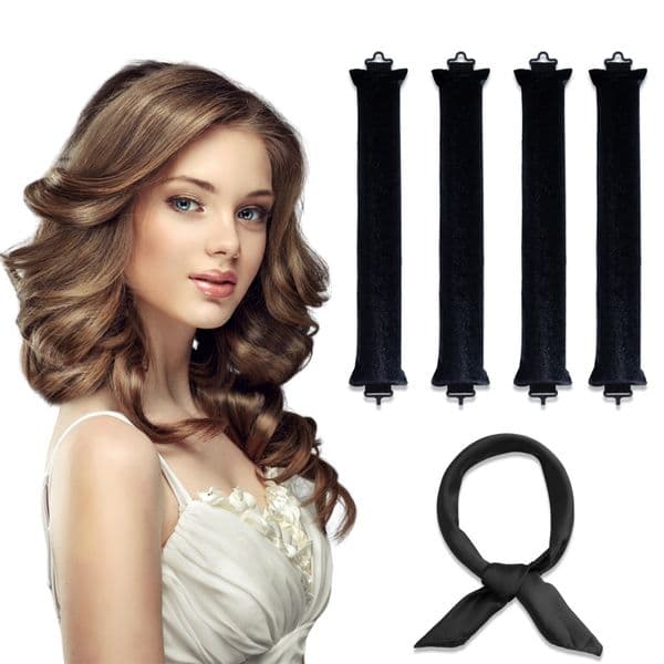 4 Pcs Heatless Curling Rod Satin blowout Lazy Hair Curlers overnight heatless curler Sleep Hair Styling Headband for Women Girls