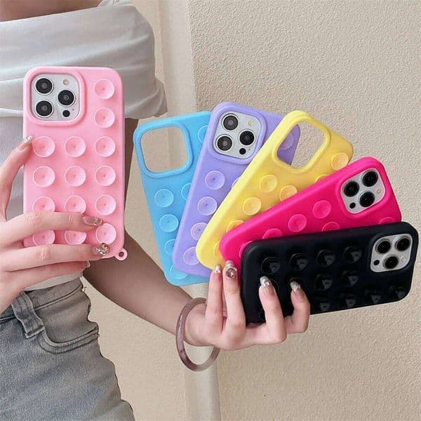 Suction Cup Soft Silicon Phone Case For iPhone 17 Air 16 13 12 11 14 15 Pro Max Plus Anti-Slip Shockproof Bumper Candy Cover