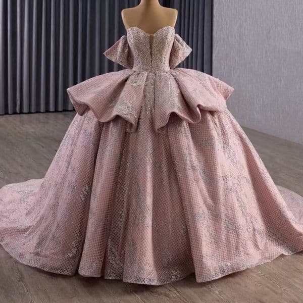 Pink Shiny Quinceanera Dresses Off The Shoulder Sequin Applique Lace Beading Tull Party Birthday Sweet 16 Dress Vestidos 15 De Anos