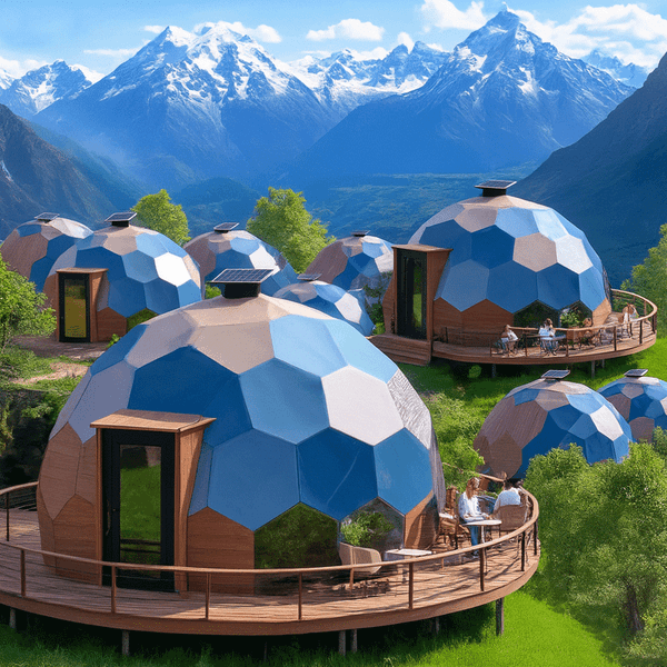 prefabricated movable spherical modular assembly houses, starlight bubble houses for viewing the aurora and stargazing accommodations and dining.