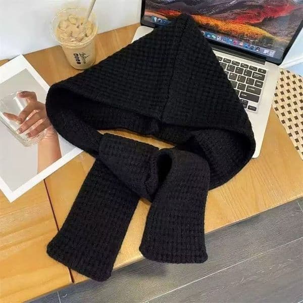 Z084 Solid color tassel scarf for students, versatile knitted couples, thick warm scarf