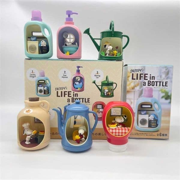 Hot Sale ReMent Snoopys Life In A Bottle Scene Happy Hour Ornamen Blind Box Miniature Dolls Collection Anime Action Figure Toy