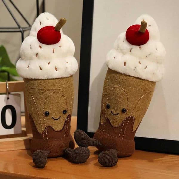 25cm Fun Ice Cream Plush Toy Beautiful Milk Tea Cup Plushie Simulation Ice Cream Cup Stuffed Doll Ornament Girl Room Decor Gifts W251015