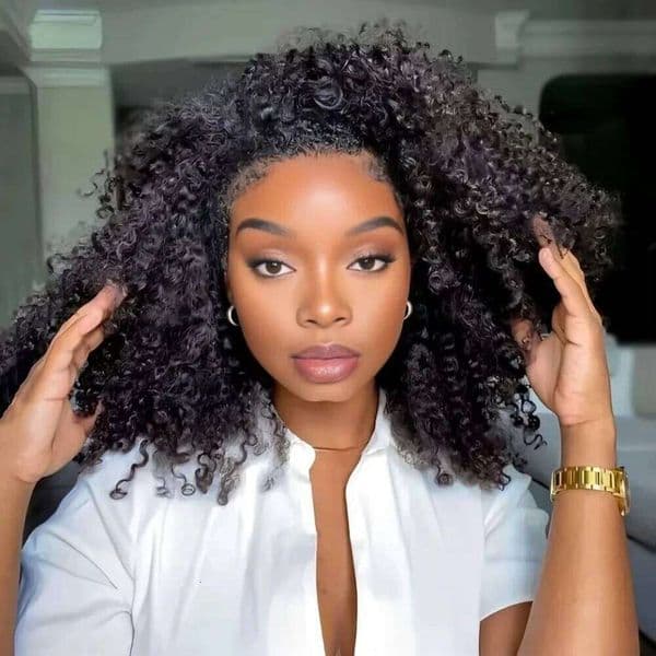 Wig Kinky 200% Density Remy Curly 100% Human Hair No Leave Out Upgrade Glueless Clip In Half Wigs For Women Xiusiyuan251015