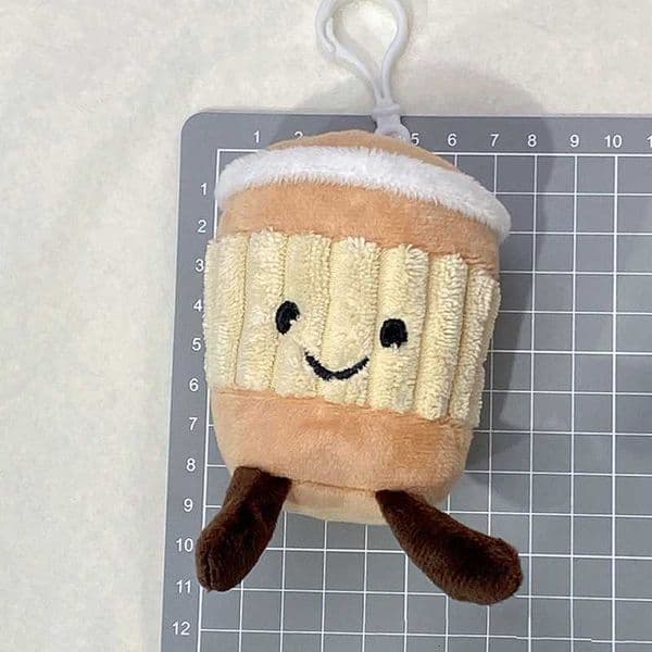 Cartoon Coffee Cup Plush Keychain Cute Bag Pendant Kawaii Fluffty Stuffed Doll Keyring Birthday Gift Trend W251015