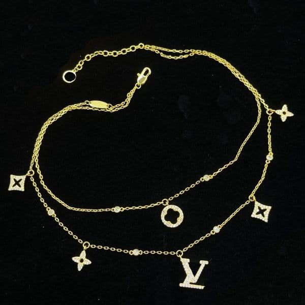 Fashionable double-layer pendant layered necklace for womens jewelry designer necklace high-quality electroplated 18k gold wedding and birthday gifts
