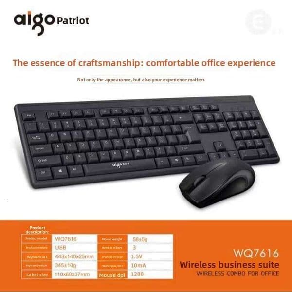 QW7616 Desktop Laptop Portable 2.4G Wireless Keyboard Mouse Set