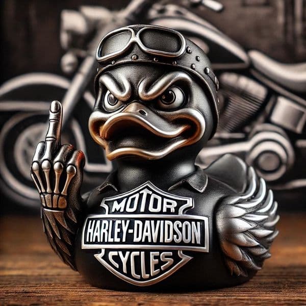 Harley Davidson Skeleton Duck Resin Ornament