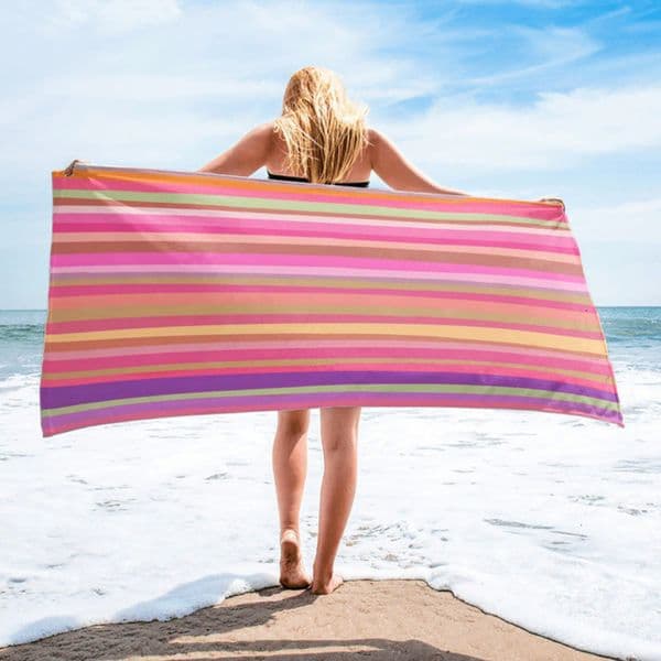 Hot-selling in Europe and America: Ultra-Fine Microfiber Beach Towel Custom Digital Printing Oversized Towel Colorful Stripes