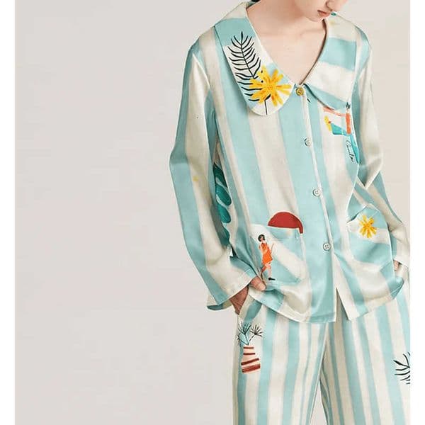 Luxurious home clothing Mishiti Same Niche Designer Light Luxury Trendy Brand Ins Style Mint Walking in the Forest Long Pajamas abc Y251016