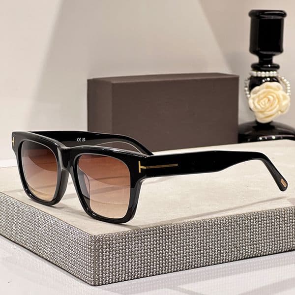 Designer Sunglasses For women Caine Sunglasses Men FT 1280 Black Acetate Gradient Lenses Square Sunglasses Leisure Vacation TF Sunglasses 100% UV PROTECTION Shades