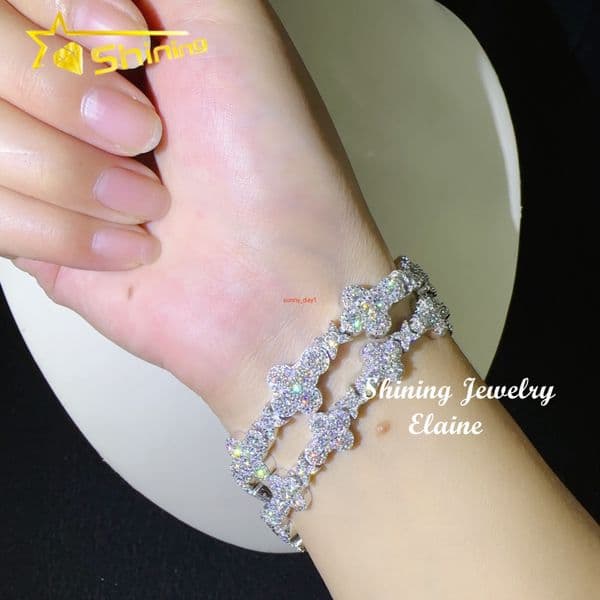 Pass Diamond Tester 10MM 13MM 925 Silver White Gold Cross Moissanite Hip Hop Iced Out Jewelry Tennis Bracelet designer