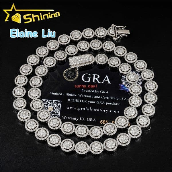 Hip Hop Jewelry VVS Moissanite Diamond Miami Cuban Necklace 10MM Sterling Silver 925 Cuban Link Chain Necklace designer
