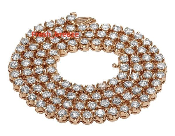 Rose Gold Plated Moissanite Diamond Tennis Chain Iced Out Hip Hop S925 Sterling Silver Jewelry for Men Women