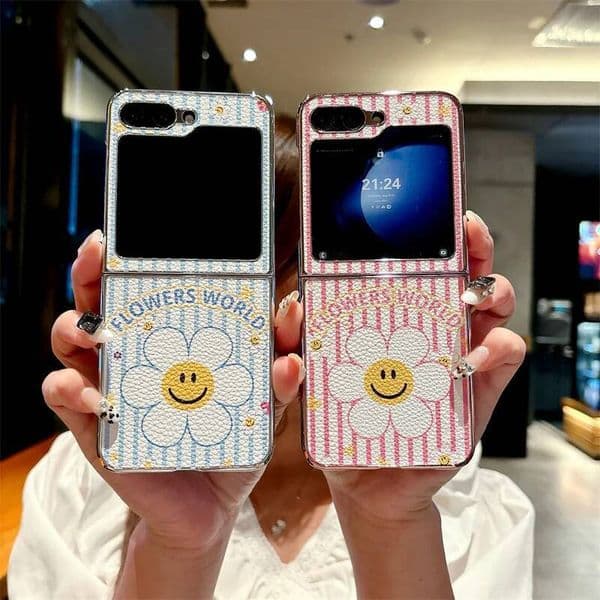 Cute Flower Bracelet Phone Case For Samsung Galaxy Z Flip 7 FE 3 4 5 6 Electroplating Leather Shockproof Cover
